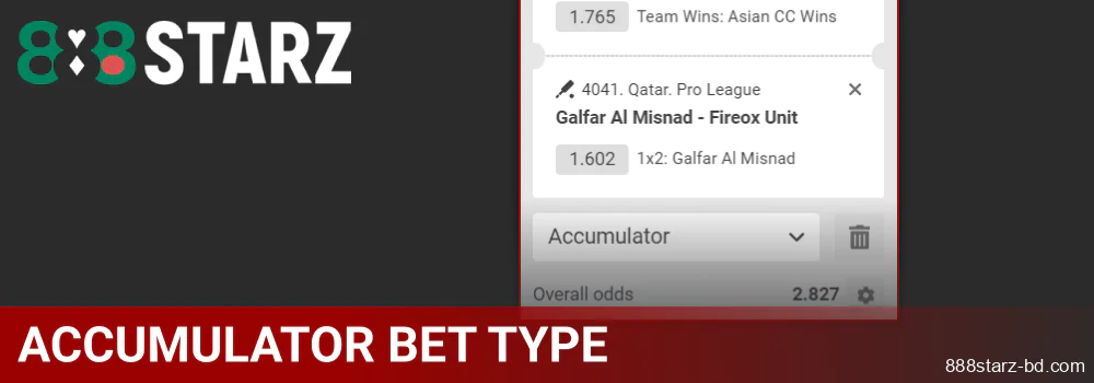 Accumulator bet type at 888Starz