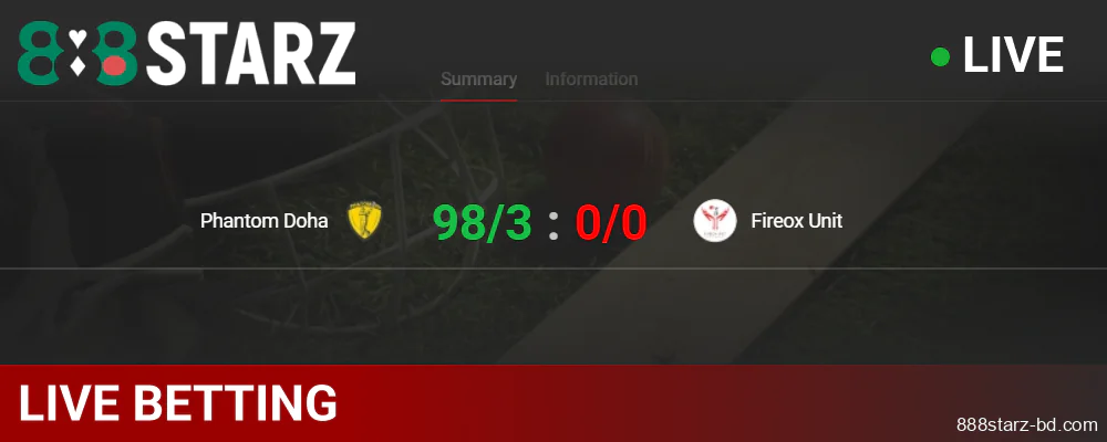 888Starz Live Betting in Bangladesh
